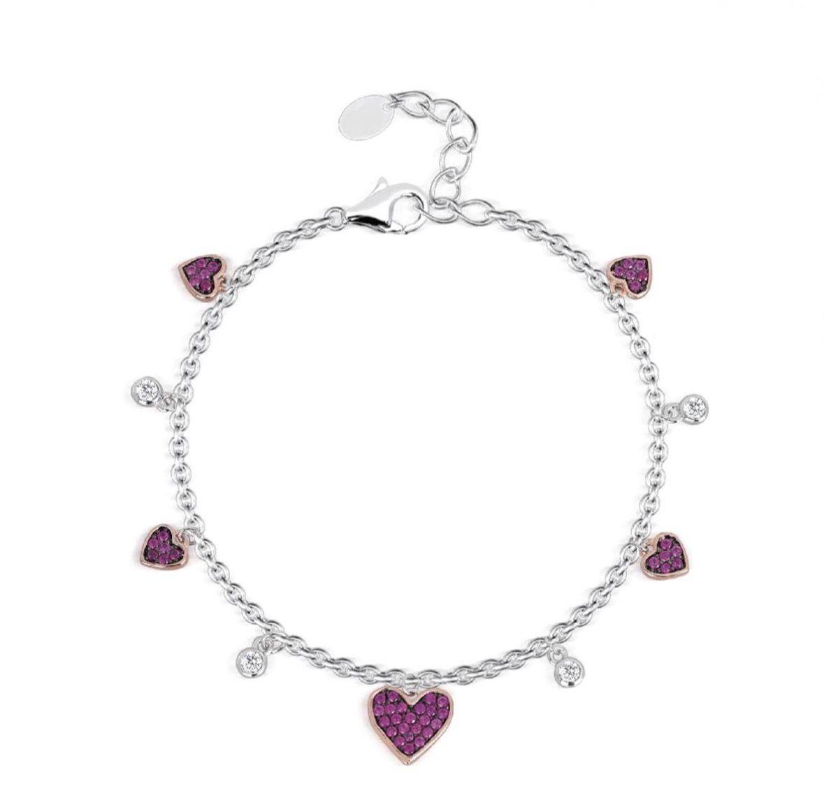 Bracciale cuori rossi