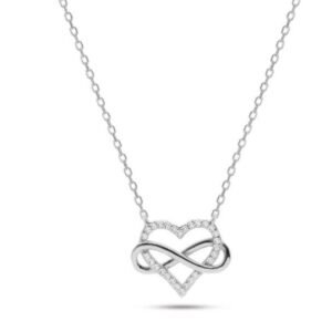 collana pendente  cuore e infinito zirconi bianchi